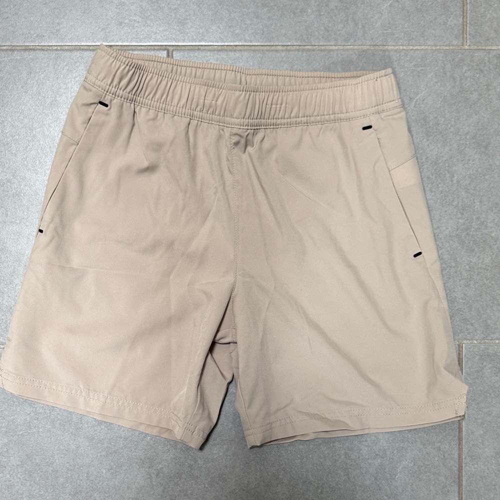 Kids Tan Stretchech Shorts. Quick dry